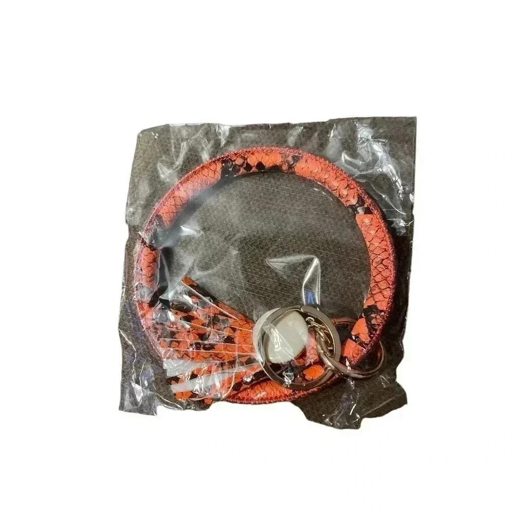WRISTLET KEY FAB KEYCHAIN ORANGE SNAKESKIN